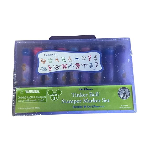 Vintage Tinker Bell Stamper Marker Set Hard To Find 1990s SEALED - Picture 1 of 6